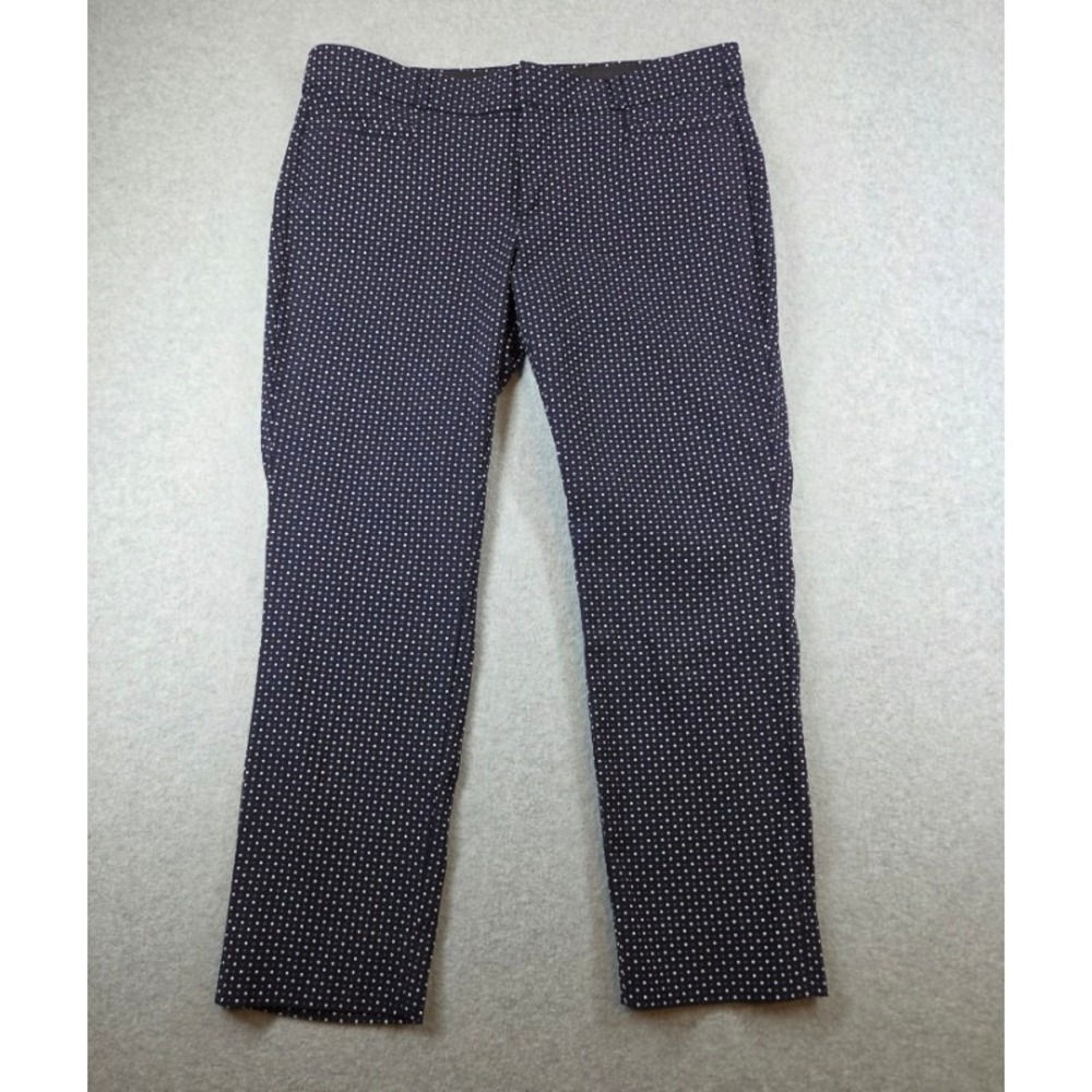 Banana Republic Sloan Crop Pants Women 6P Navy Blue White Dotted Petite Trousers